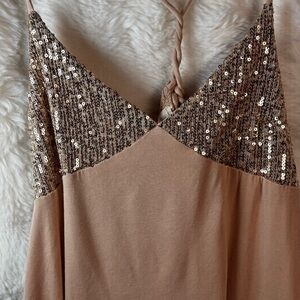 Sequin Embellished Tan Camisole
